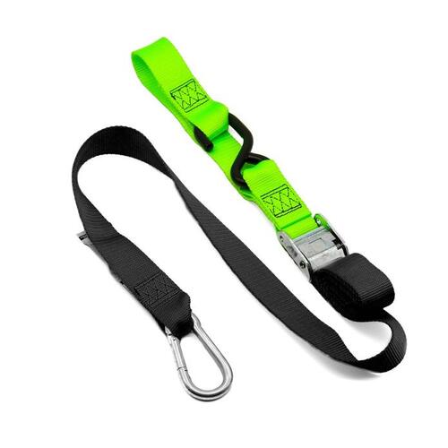 KUSTOM MX TIE DOWN 38MM SNAP HOOK - BLACK/GREEN LOOP