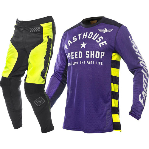 FASTHOUSE 2023 ORIGINALS AIR-COOLED PURPLE / HI-VIZ KIDS GEAR SET