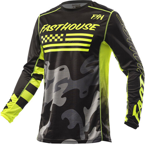 FASTHOUSE GRINDHOUSE RIOT BLACK / HI VIZ KIDS JERSEY - XS