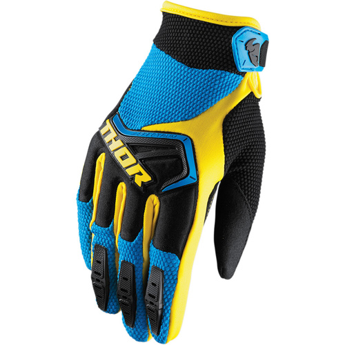 THOR SPECTRUM BLUE/BLACK/YELLOW KIDS GLOVES - SM