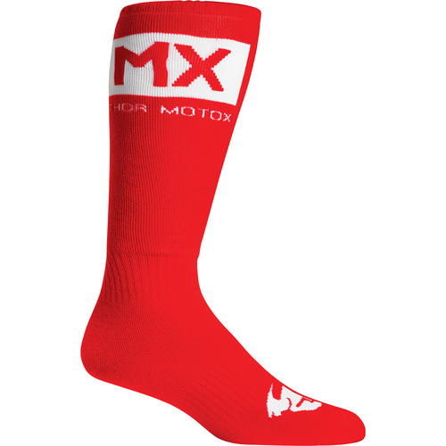 THOR 2022 SOLID RED / WHITE MOTO SOCKS - 10-13