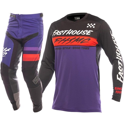 FASTHOUSE 2023 ELROD EVOKE BLACK / PURPLE KIDS GEAR SET