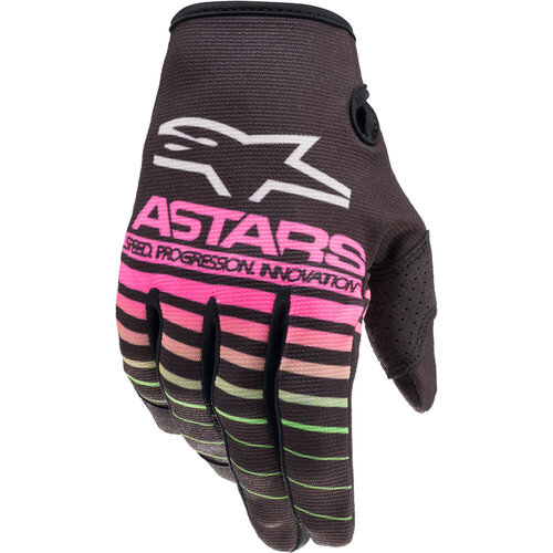 ALPINESTARS 2022 RADAR BLACK / GREEN / PINK KIDS GLOVES - SM