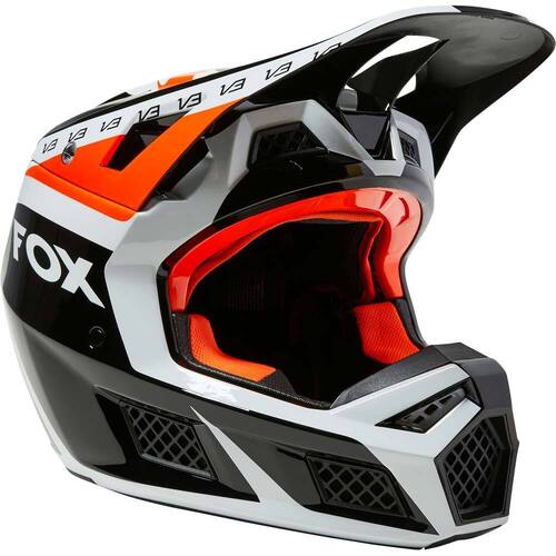 FOX 2022 V3 RS DVIDE BLACK / WHITE / ORANGE MIPS HELMET - M