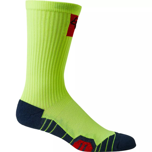 FOX MTB 8" RANGER CUSHION SE FLURO YELLOW SOCKS - S/M