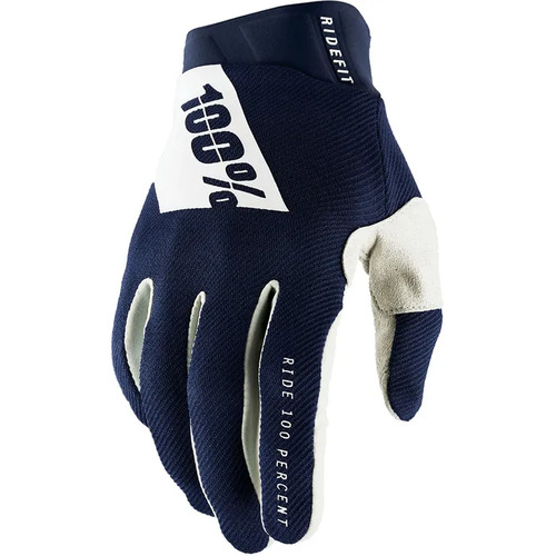 100% PERCENT RIDEFIT NAVY/WHITE GLOVES - SM