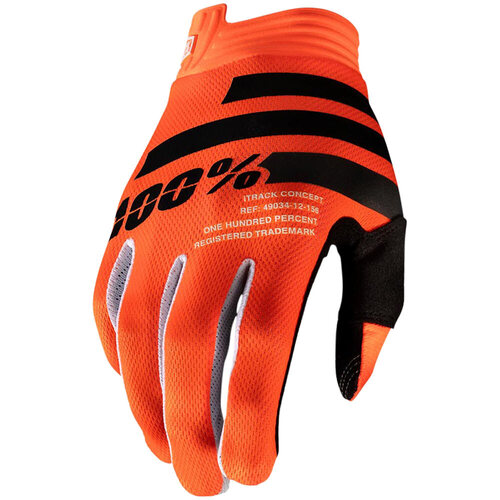 100% PERCENT I-TRACK FLURO ORANGE / BLACK KIDS GLOVES - LG