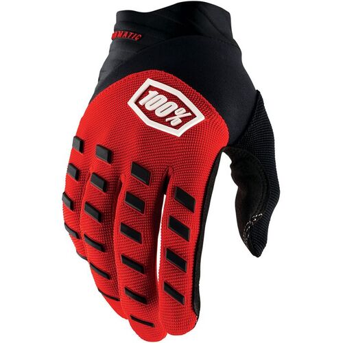 100% PERCENT AIRMATIC RED / BLACK KIDS GLOVES - MD