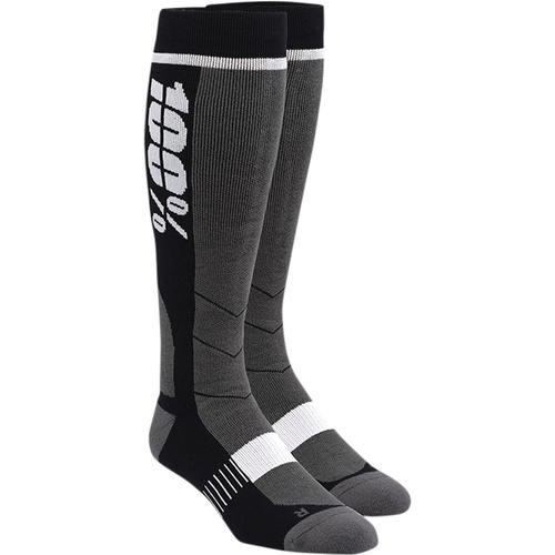 100% PERCENT HI SIDE BLACK PERFORMANCE SOCK - LG/XL