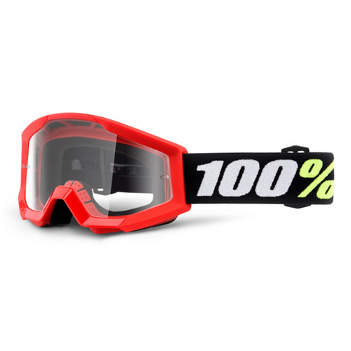 100% STRATA MINI RED CLEAR PEE WEE KIDS GOGGLES